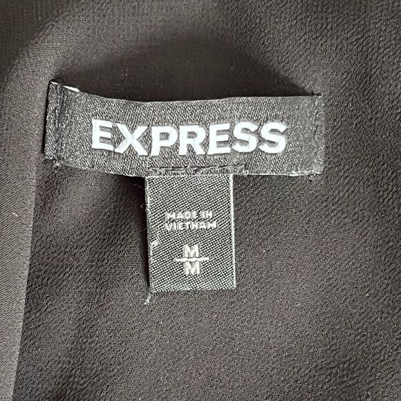 Express Black Y2K Cami Womens Top Thin Strap Size Medium V Neck Plunge Babydoll - Picture 4 of 6